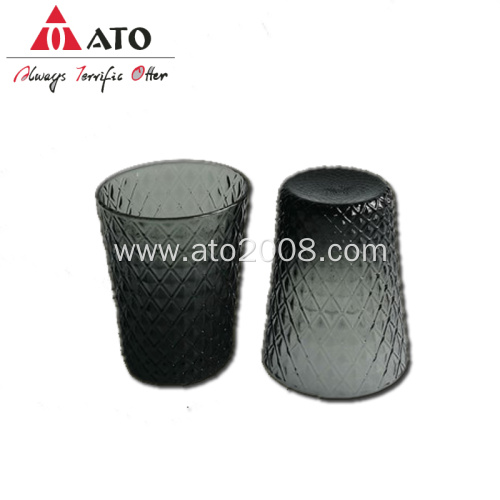 Embossed Tumbler Glass Cup Smoky Grey tumbler